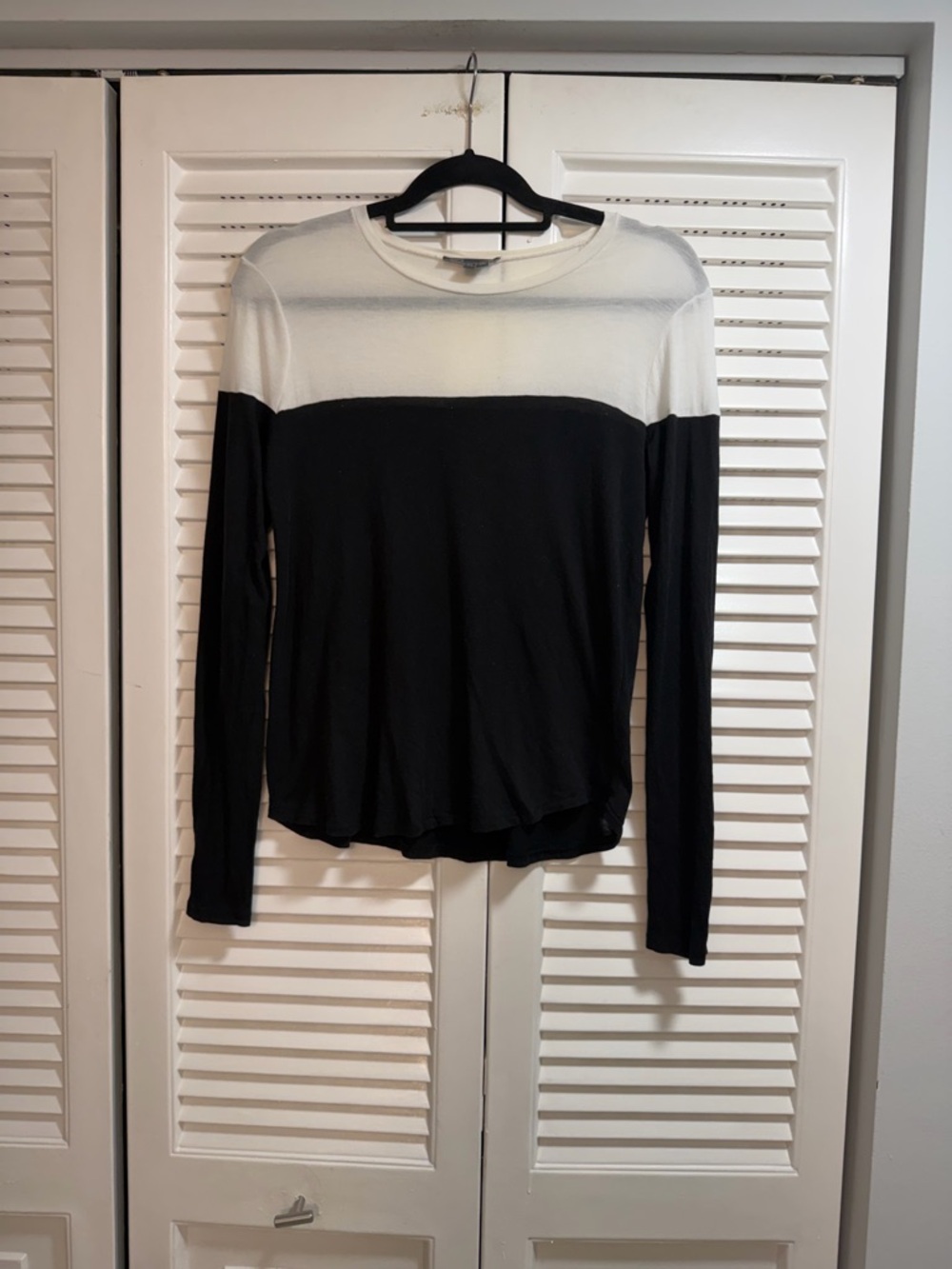 Vince Black and White Colorblock Long Sleeve Tee